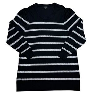 Torrid Black Silver Stripe Stretchy Fitted Knit Pullover CrewNeck Sweater 22-24